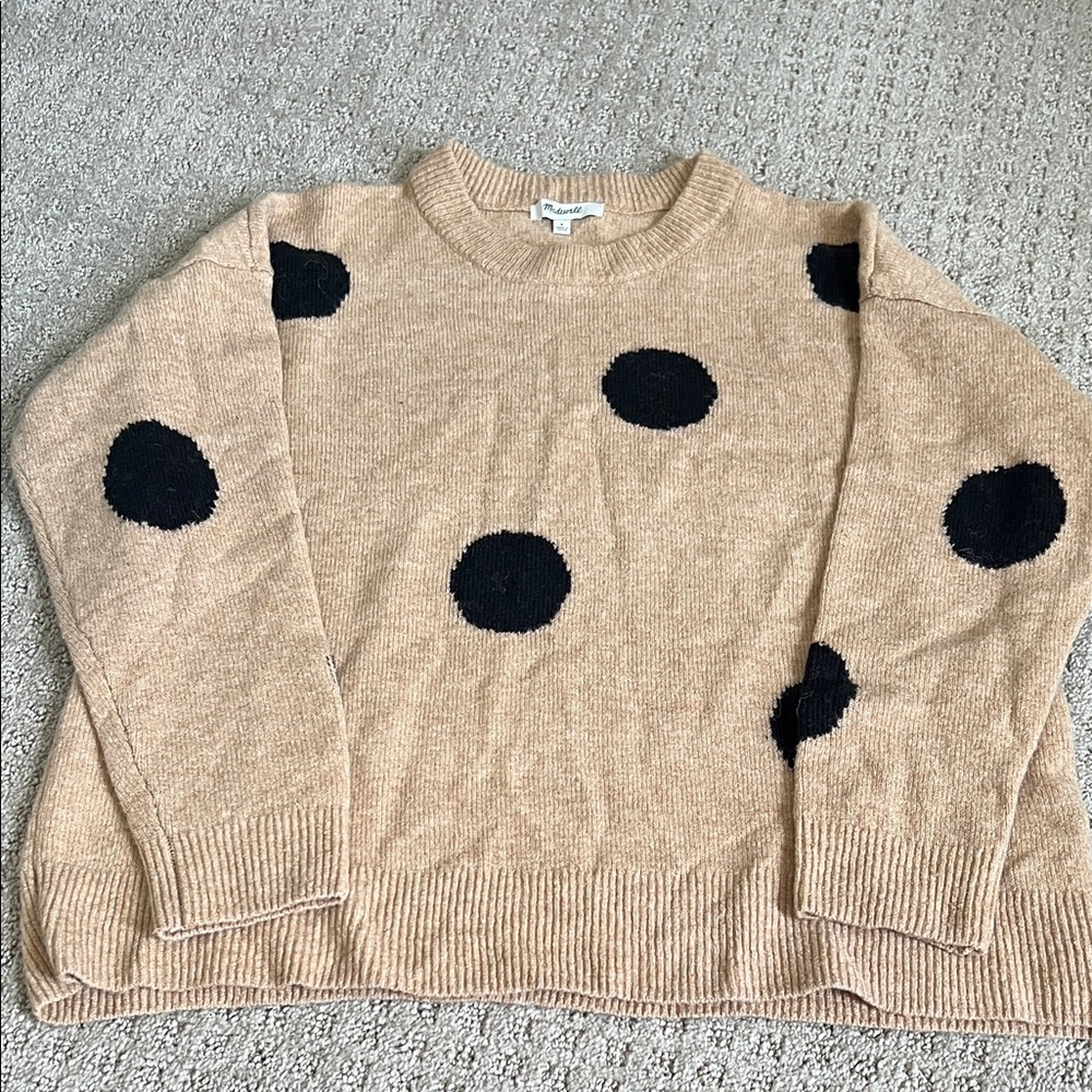 Madewell Tan Sweater with Black Dots
